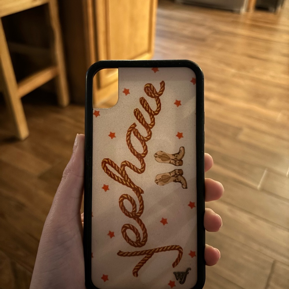 Wildflowers Iphone Case "Yeehaw" White with Orange Rope Script